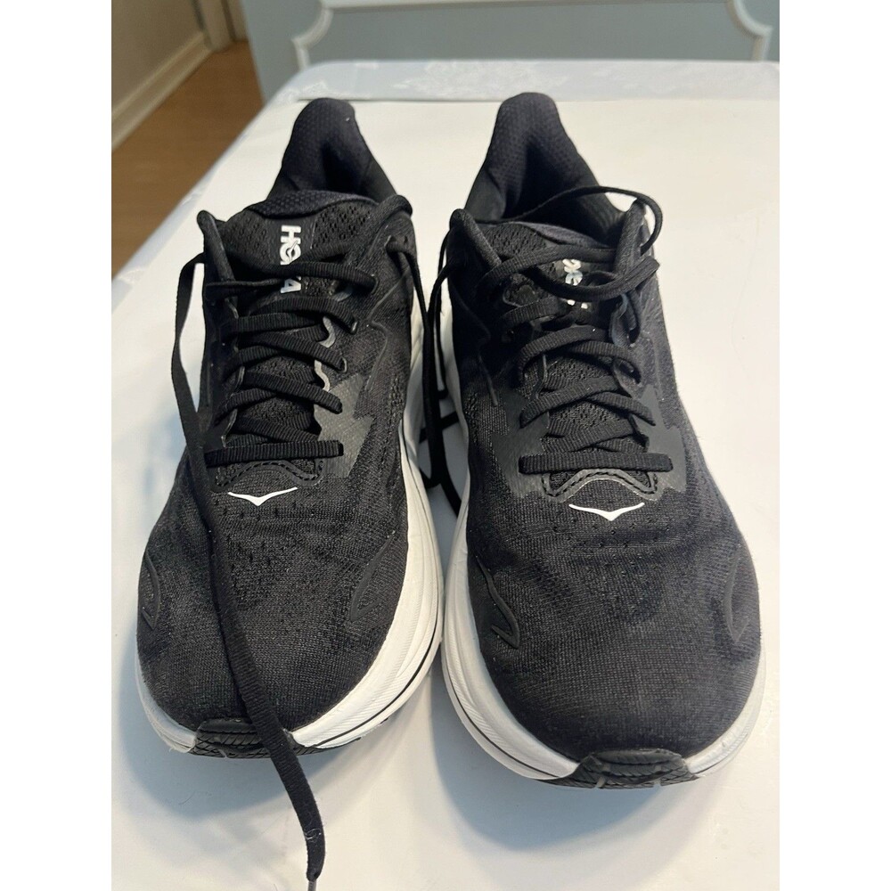 HOKA Clifton 10 Black White Mesh Sneakers Men’s Sz 10 Wide Running Gym Training